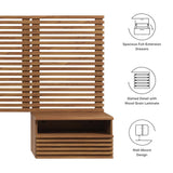 Vera Wall Mount Twin Headboard and Modern Nightstands in Walnut