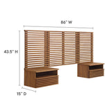 Vera Wall Mount Twin Headboard and Modern Nightstands in Walnut