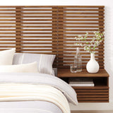 Vera Wall Mount Twin Headboard and Modern Nightstands in Walnut