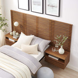 Vera Wall Mount Twin Headboard and Modern Nightstands in Walnut