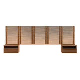 Vera Wall Mount Queen Headboard and Modern Nightstands in Walnut