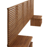 Vera Wall Mount Queen Headboard and Modern Nightstands in Walnut