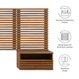 Vera Wall Mount Queen Headboard and Modern Nightstands in Walnut