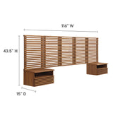 Vera Wall Mount Queen Headboard and Modern Nightstands in Walnut