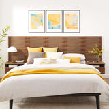 Vera Wall Mount Queen Headboard and Modern Nightstands in Walnut