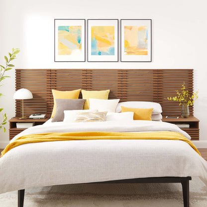 Render Wall Mount Queen Headboard and Modern Nightstands by Furniture For America