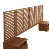 Vera Wall Mount King Headboard and Modern Nightstands in Walnut