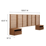 Vera Wall Mount King Headboard and Modern Nightstands in Walnut