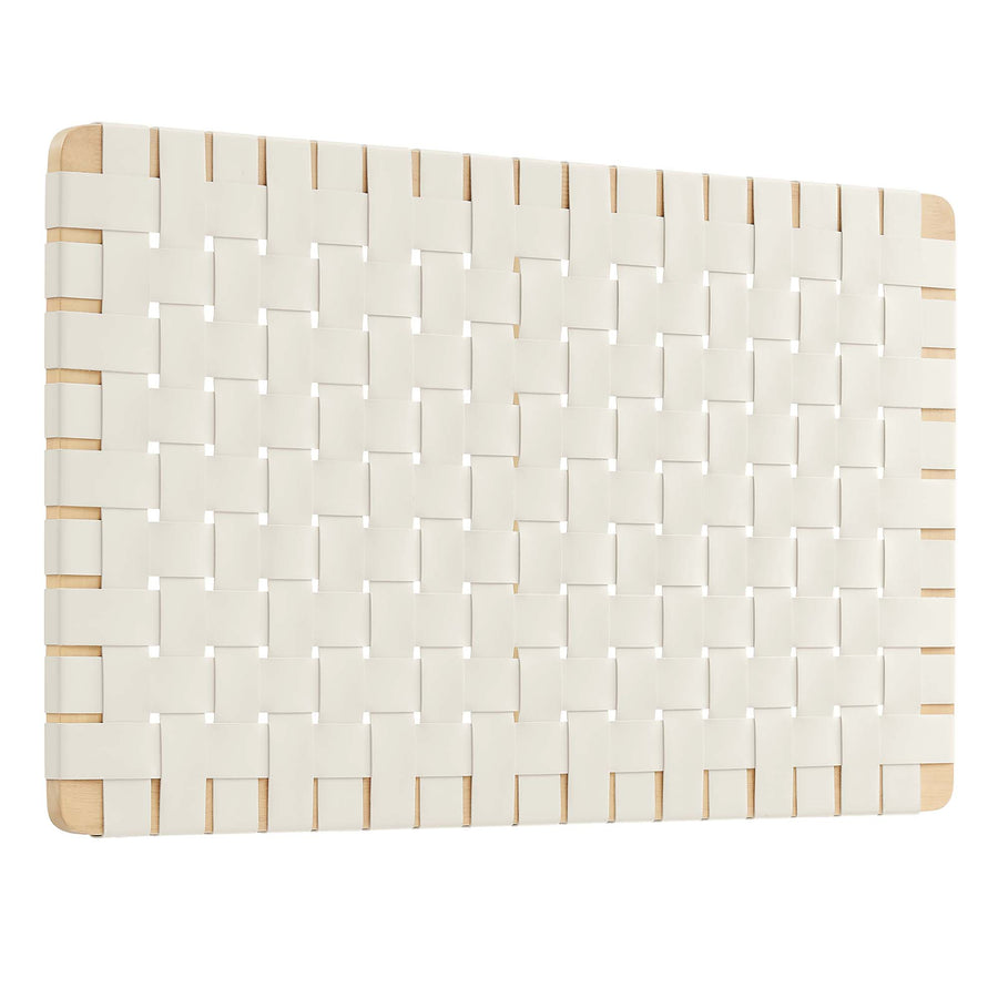 Sloane Weave Wall-Mount Vegan Leather Twin Headboard in Natural Beige