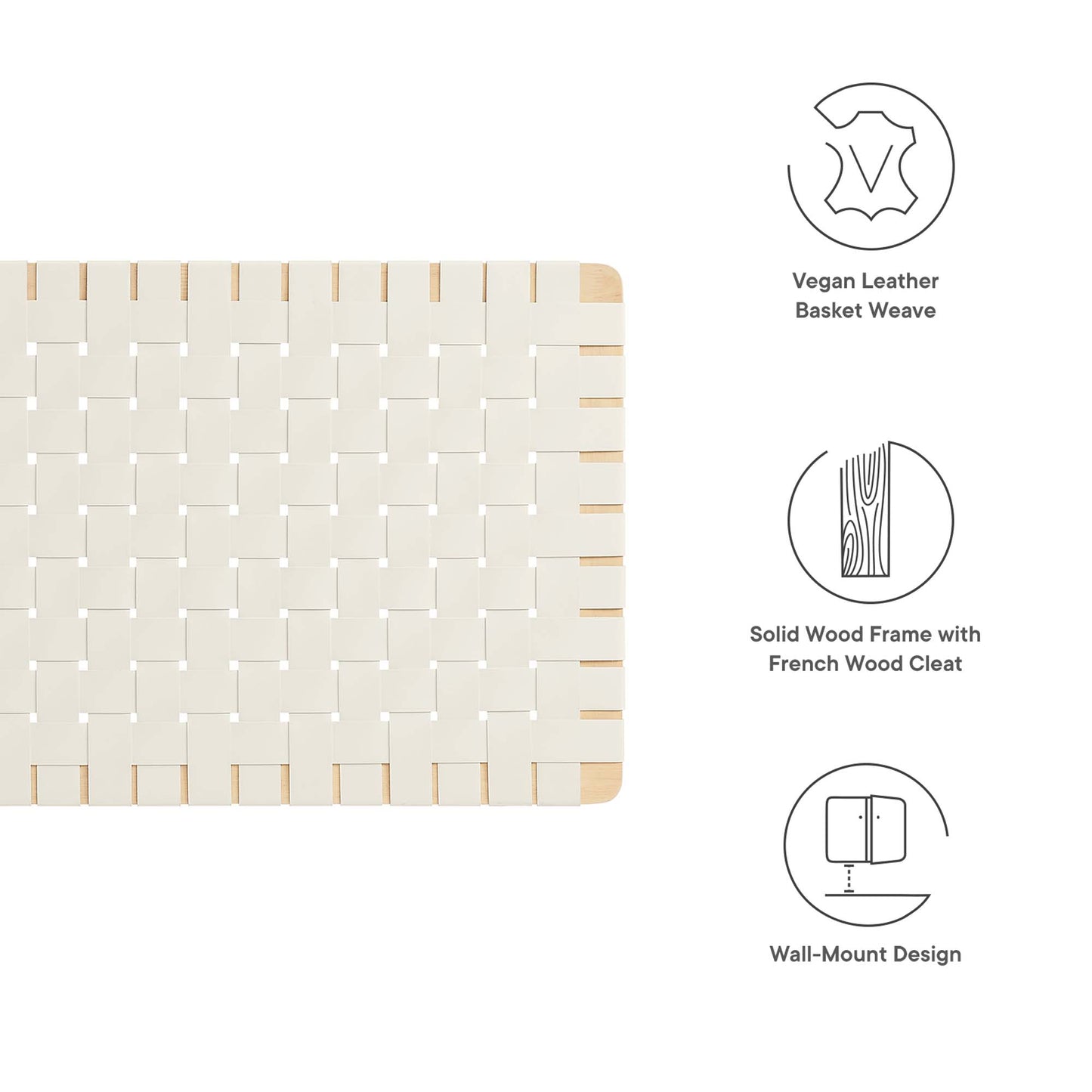 Sparta Weave Wall-Mount Vegan Leather Twin Headboard by Furniture For America