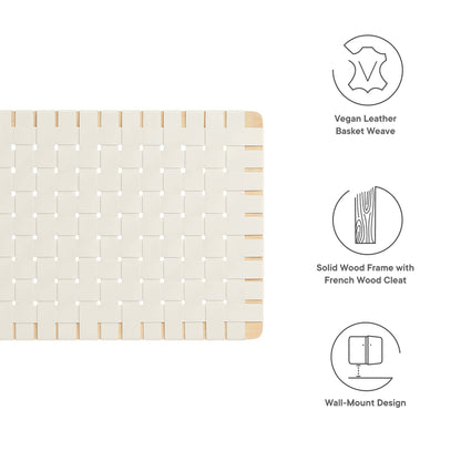Sparta Weave Wall-Mount Vegan Leather Twin Headboard by Furniture For America