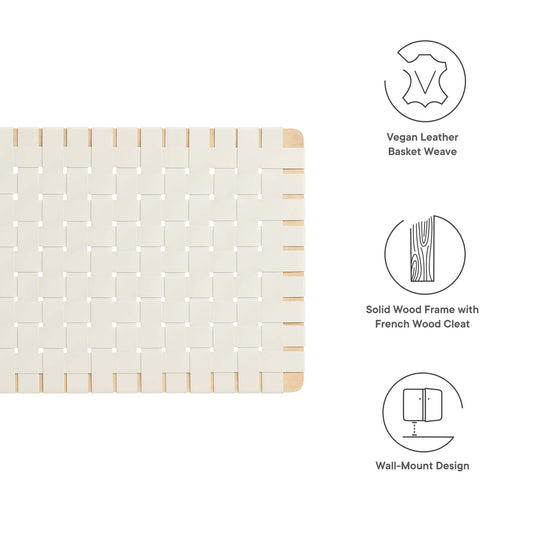 Sparta Weave Wall-Mount Vegan Leather Twin Headboard by Furniture For America