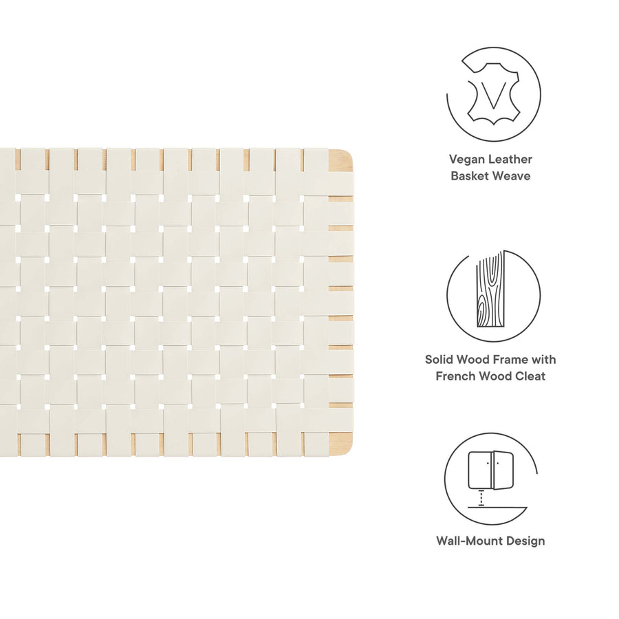 Sloane Weave Wall-Mount Vegan Leather Twin Headboard in Natural Beige