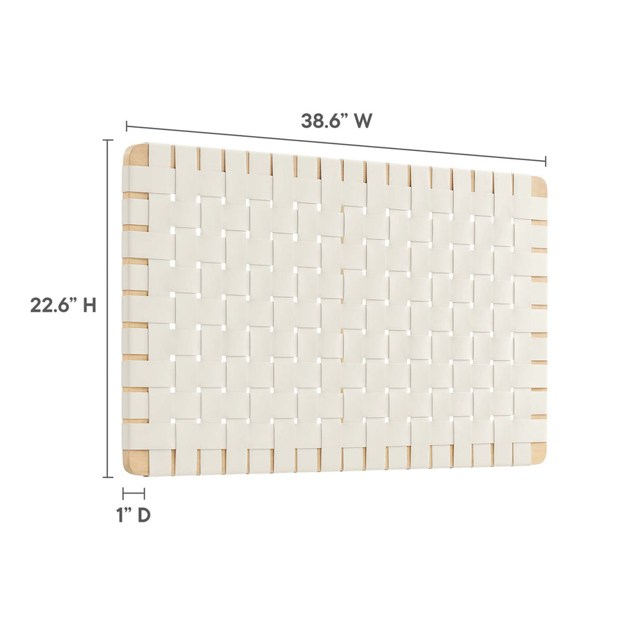 Sloane Weave Wall-Mount Vegan Leather Twin Headboard in Natural Beige