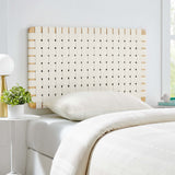 Sloane Weave Wall-Mount Vegan Leather Twin Headboard in Natural Beige