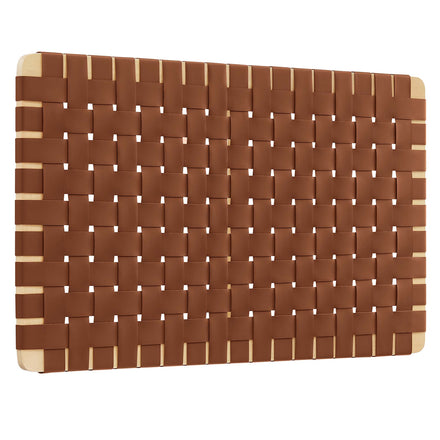 Sparta Weave Wall-Mount Vegan Leather Twin Headboard in Natural Brown