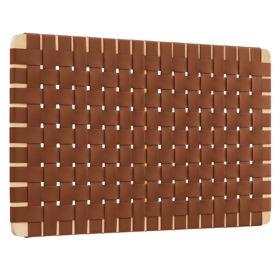 Sloane Weave Wall-Mount Vegan Leather Twin Headboard in Natural Brown