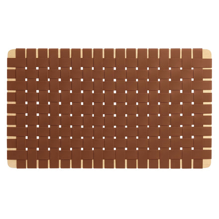 Sparta Weave Wall-Mount Vegan Leather Twin Headboard in Natural Brown