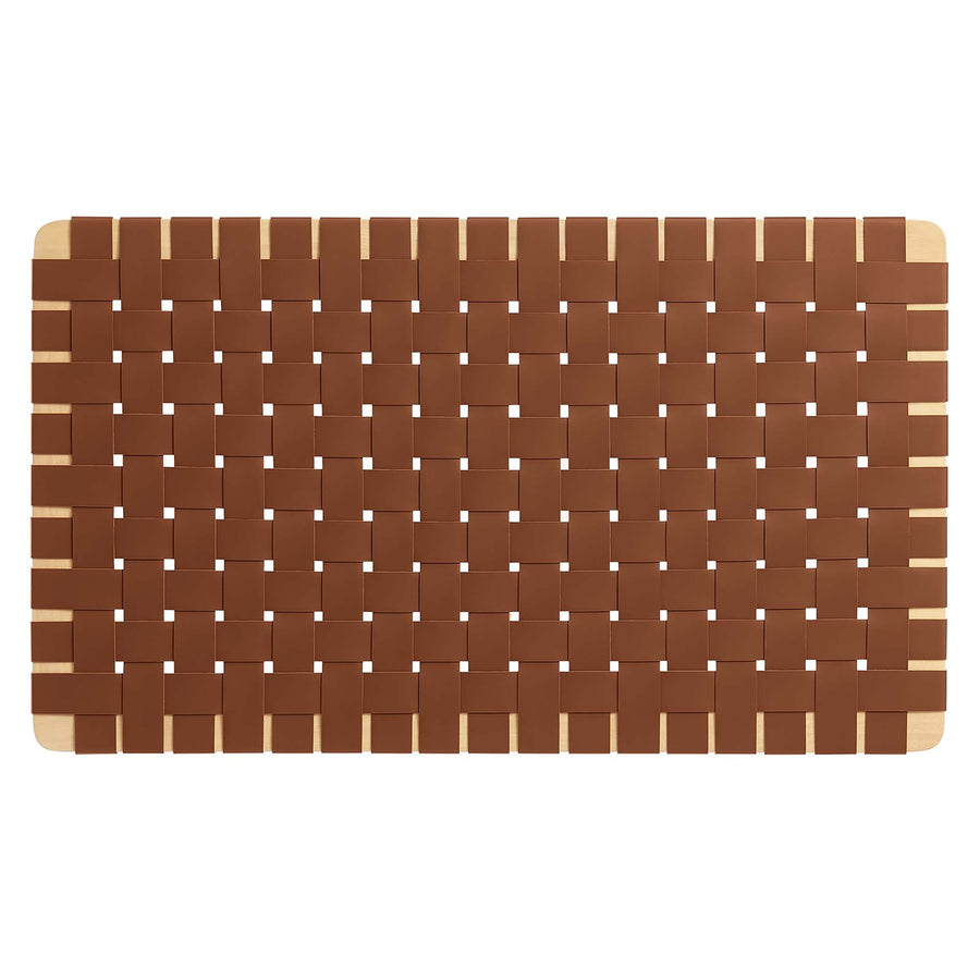 Sloane Weave Wall-Mount Vegan Leather Twin Headboard in Natural Brown