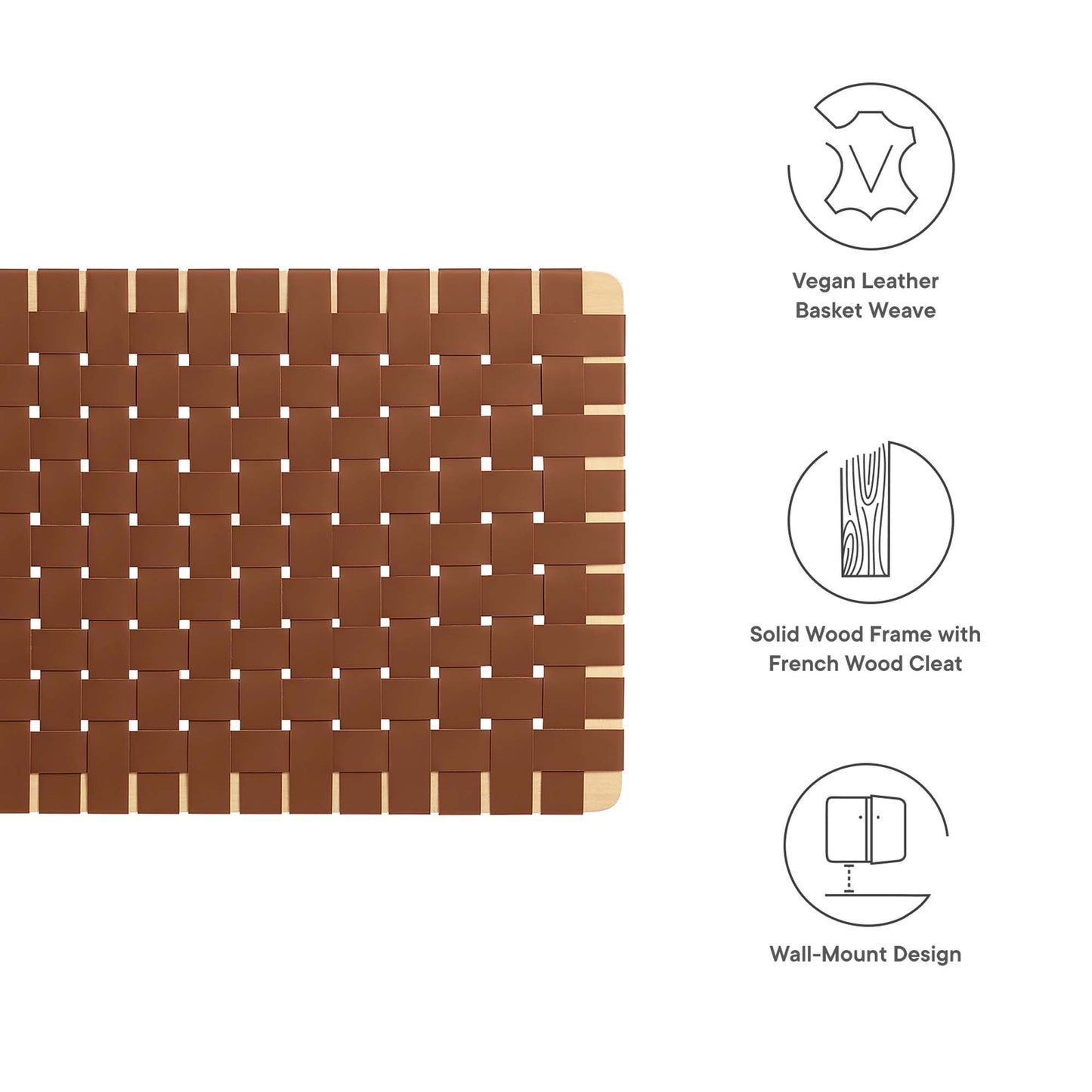 Sparta Weave Wall-Mount Vegan Leather Twin Headboard by Furniture For America