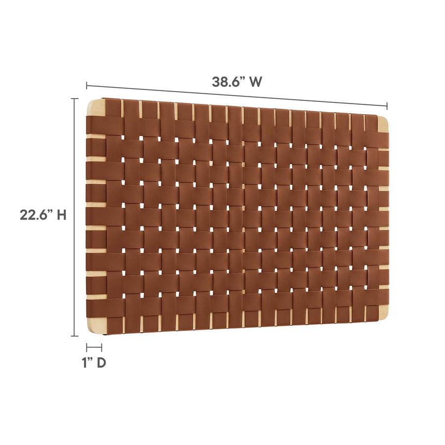 Sloane Weave Wall-Mount Vegan Leather Twin Headboard in Natural Brown