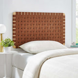 Sloane Weave Wall-Mount Vegan Leather Twin Headboard in Natural Brown