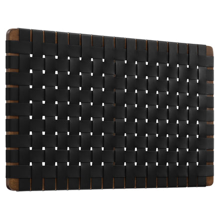 Sparta Weave Wall-Mount Vegan Leather Twin Headboard in Walnut Black