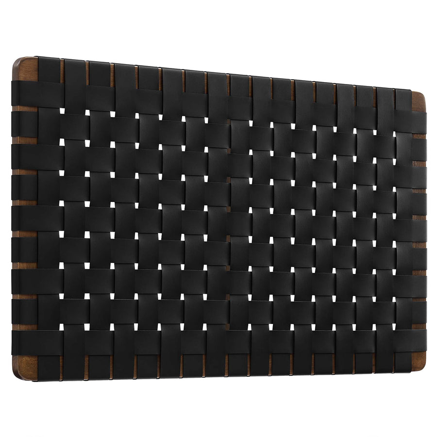 Sloane Weave Wall-Mount Vegan Leather Twin Headboard in Walnut Black