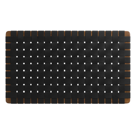 Sparta Weave Wall-Mount Vegan Leather Twin Headboard in Walnut Black