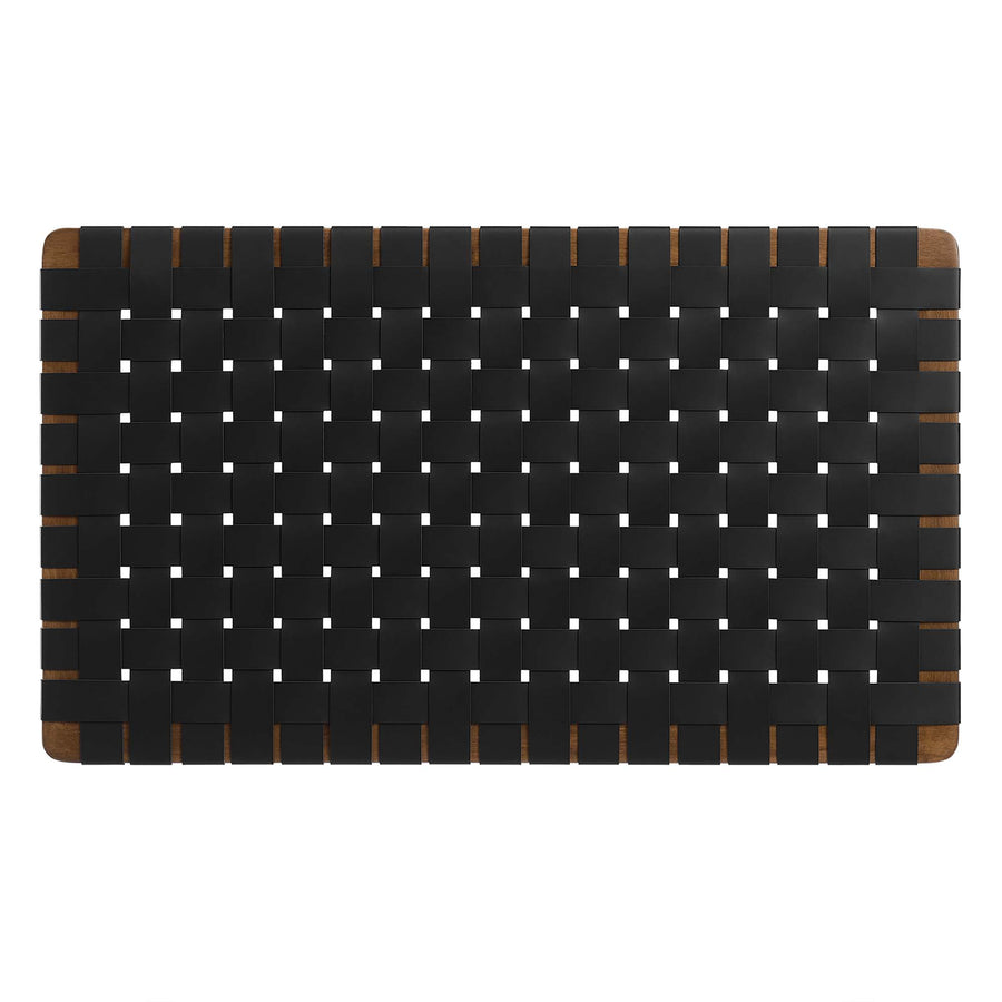 Sloane Weave Wall-Mount Vegan Leather Twin Headboard in Walnut Black