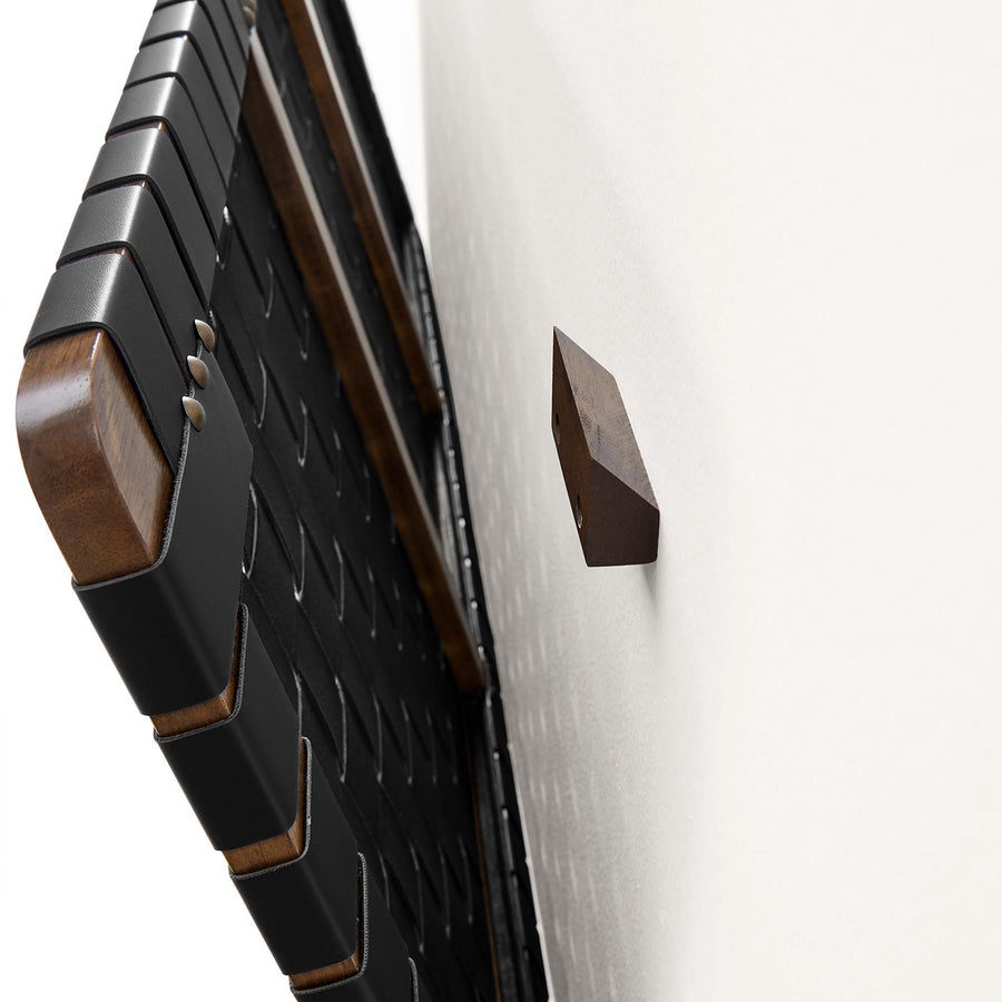 Sloane Weave Wall-Mount Vegan Leather Twin Headboard in Walnut Black
