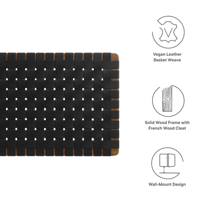 Sparta Weave Wall-Mount Vegan Leather Twin Headboard by Furniture For America
