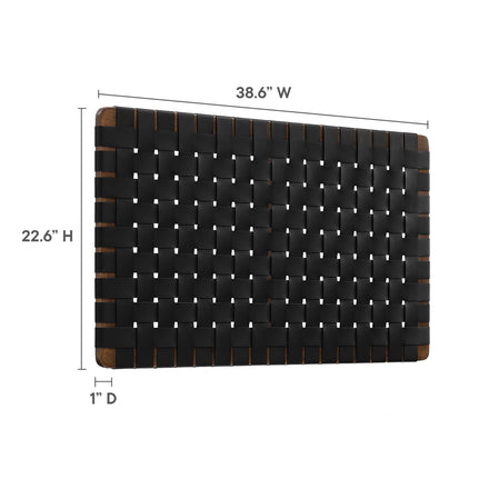 Sparta Weave Wall-Mount Vegan Leather Twin Headboard in Walnut Black
