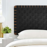 Sloane Weave Wall-Mount Vegan Leather Twin Headboard in Walnut Black