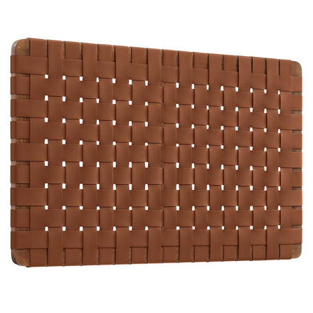 Sparta Weave Wall-Mount Vegan Leather Twin Headboard in Walnut Brown