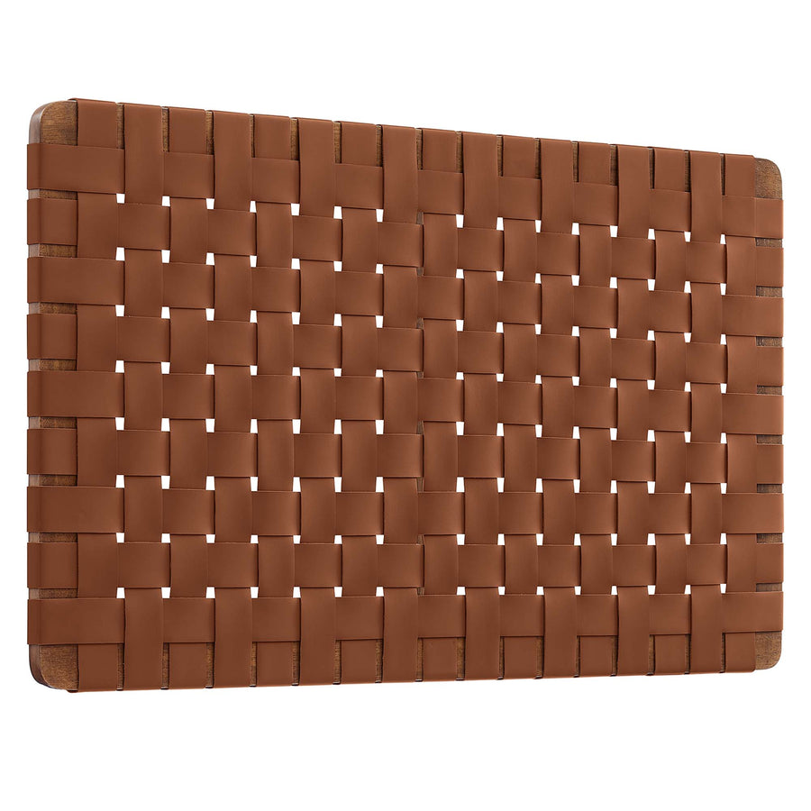 Sloane Weave Wall-Mount Vegan Leather Twin Headboard in Walnut Brown
