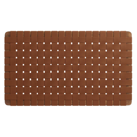 Sparta Weave Wall-Mount Vegan Leather Twin Headboard in Walnut Brown