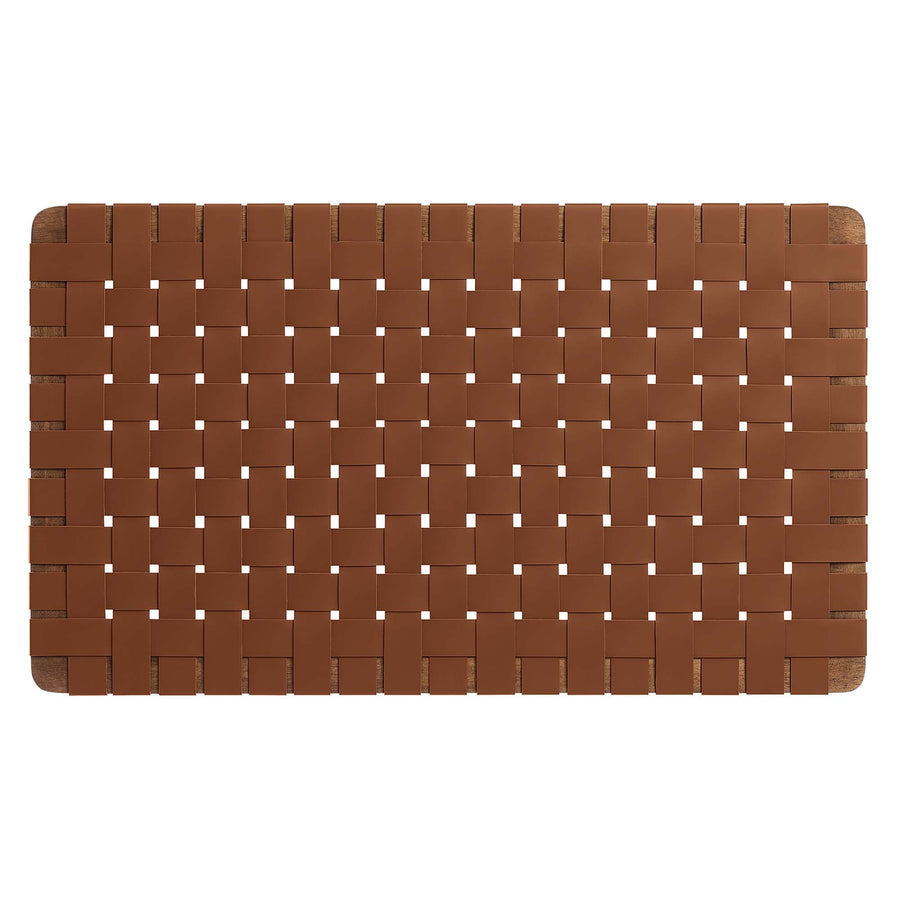 Sloane Weave Wall-Mount Vegan Leather Twin Headboard in Walnut Brown