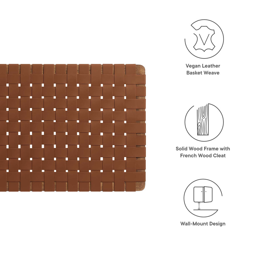 Sloane Weave Wall-Mount Vegan Leather Twin Headboard in Walnut Brown