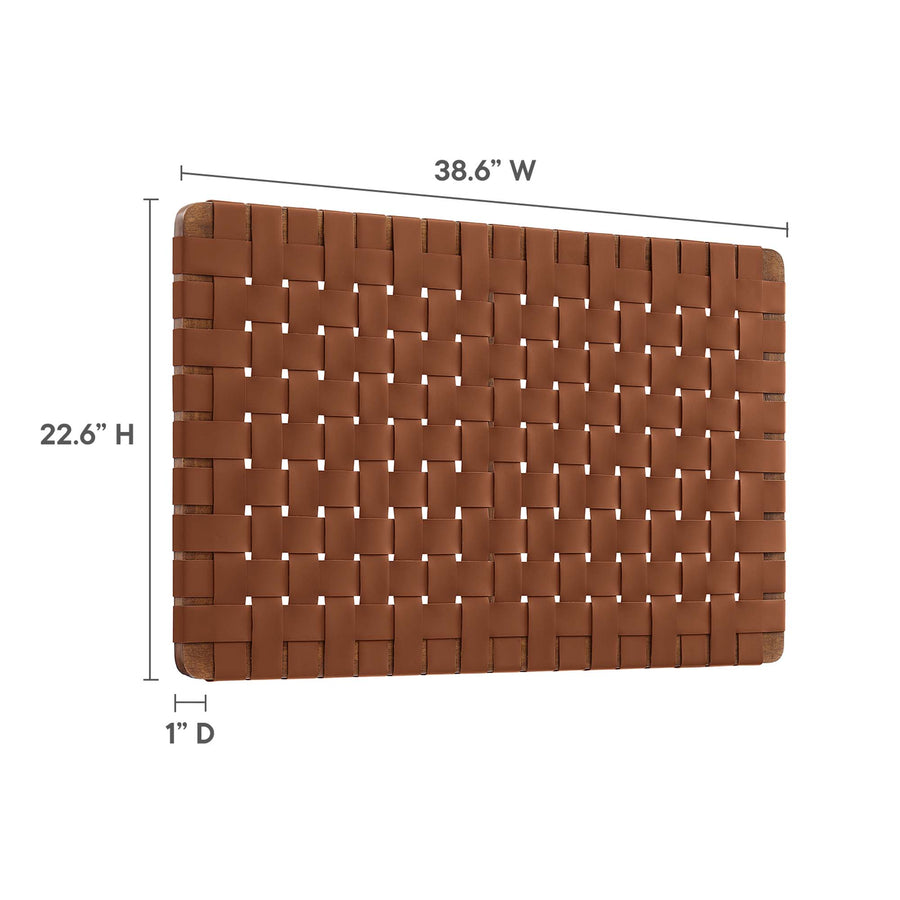 Sloane Weave Wall-Mount Vegan Leather Twin Headboard in Walnut Brown