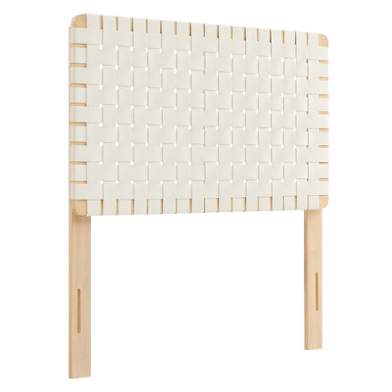 Sparta Weave Vegan Leather Twin Headboard in Natural Beige