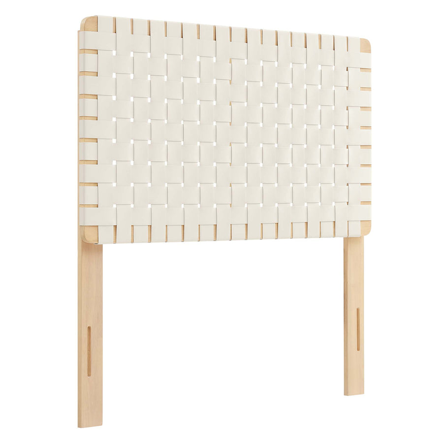 Sloane Weave Vegan Leather Twin Headboard in Natural Beige