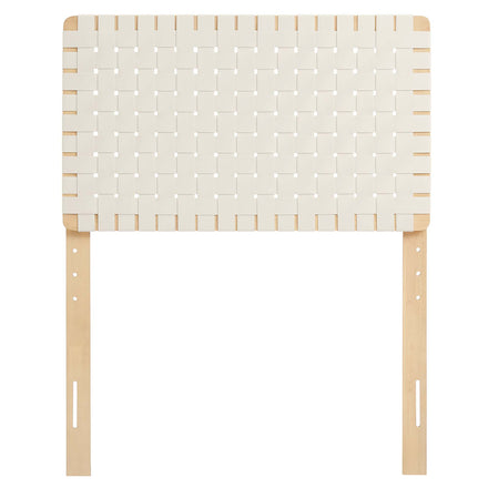 Sparta Weave Vegan Leather Twin Headboard in Natural Beige