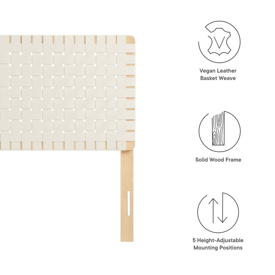 Sloane Weave Vegan Leather Twin Headboard in Natural Beige