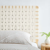 Sloane Weave Vegan Leather Twin Headboard in Natural Beige