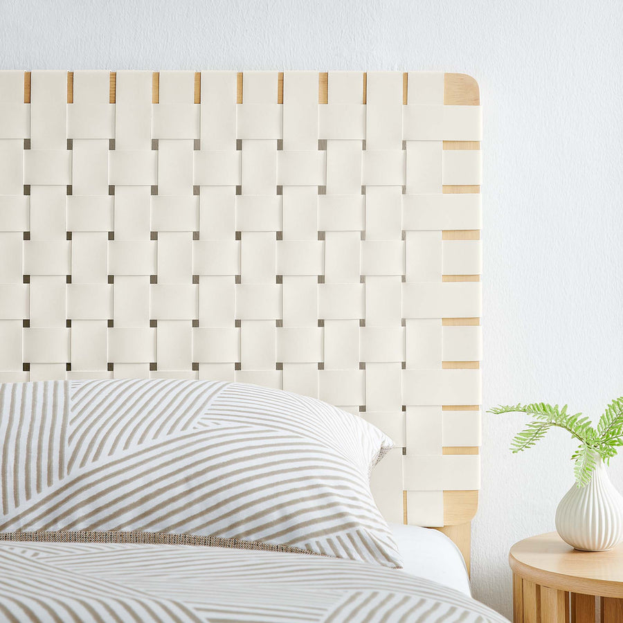Sloane Weave Vegan Leather Twin Headboard in Natural Beige
