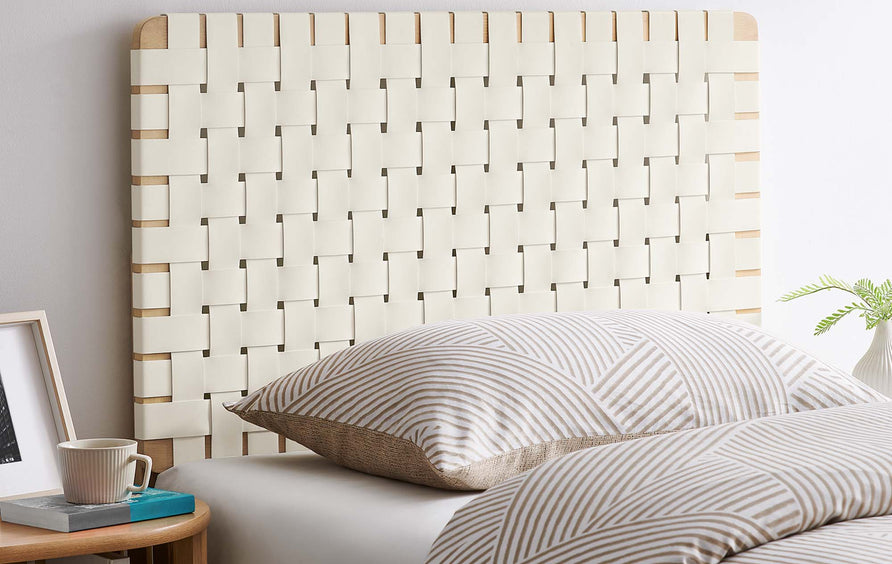 Sloane Weave Vegan Leather Twin Headboard in Natural Beige