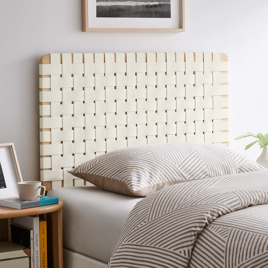 Sloane Weave Vegan Leather Twin Headboard in Natural Beige