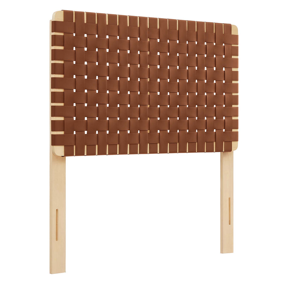 Sloane Weave Vegan Leather Twin Headboard in Natural Brown