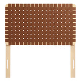 Sloane Weave Vegan Leather Twin Headboard in Natural Brown